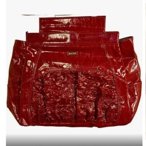 NEW MICHE Adrianna red printed faux leather pocket book purse shell